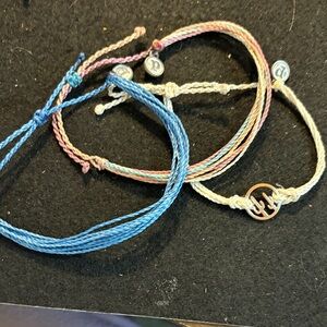 Pura Vida Trio With Cactus, Blue and Pastel Multicolor Woven Bracelet Set